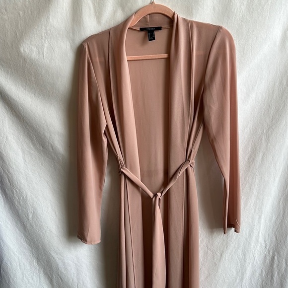 Forever 21 blush open front chiffon-look layering jacket / lingerie, size S - Picture 1 of 8
